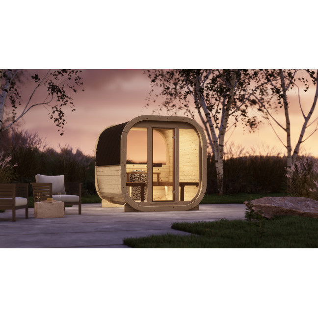 Outdoor Sauna Eke 220 for 4–6 people / Electric Heating Only / High-Quality Nordic Spruce (Thermal Pine)