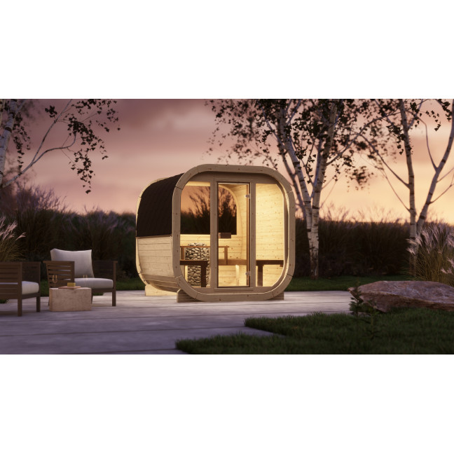 Outdoor Sauna Eke 220 for 4–6 people / Electric Heating Only / High-Quality Nordic Spruce (Thermal Pine)
