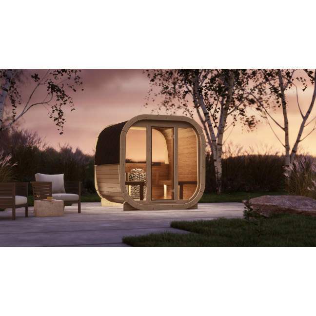 Outdoor Sauna Eke 220 for 4–6 people / Electric Heating Only / High-Quality Nordic Spruce (Thermal Pine)