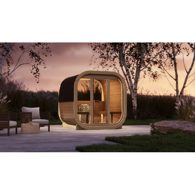 Outdoor Sauna Eke 220 for 4–6 people / Electric Heating Only / High-Quality Nordic Spruce (Thermal Pine)
